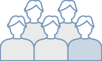 Infographic of five male silhouettes with one highlighted in blue, representing the statistic that 1 in 5 men with prostate cancer have difficulty swallowing pills whole